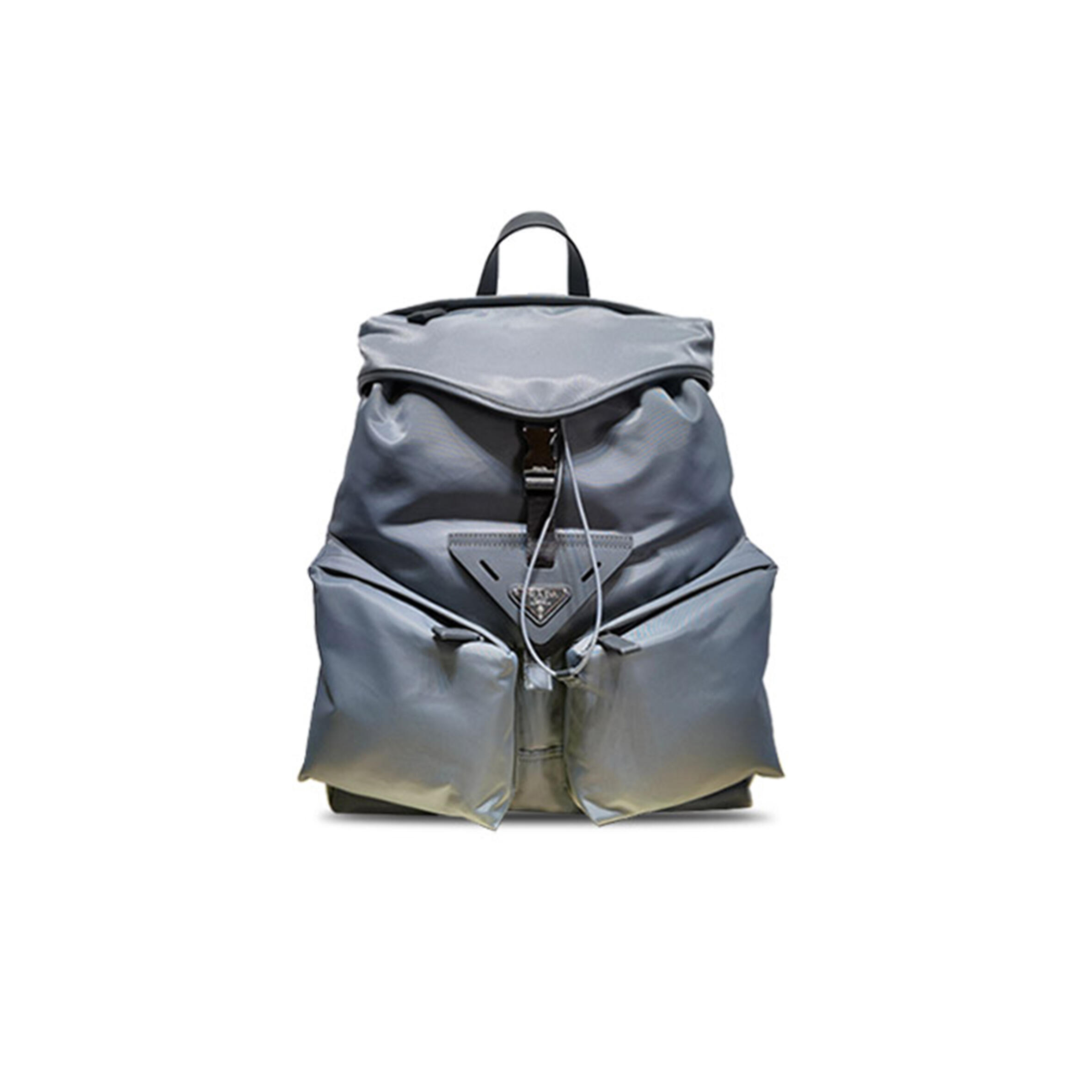 PRADA IRON GRAY RE-NYLON AND LEATHER BACKPACK 2VZ108 (45*38*18cm) 